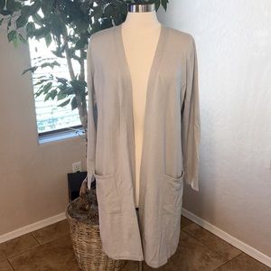 Belle by Kim Gravel Regular Feather Knit Sweater Cardigan ~ Grey Cloud